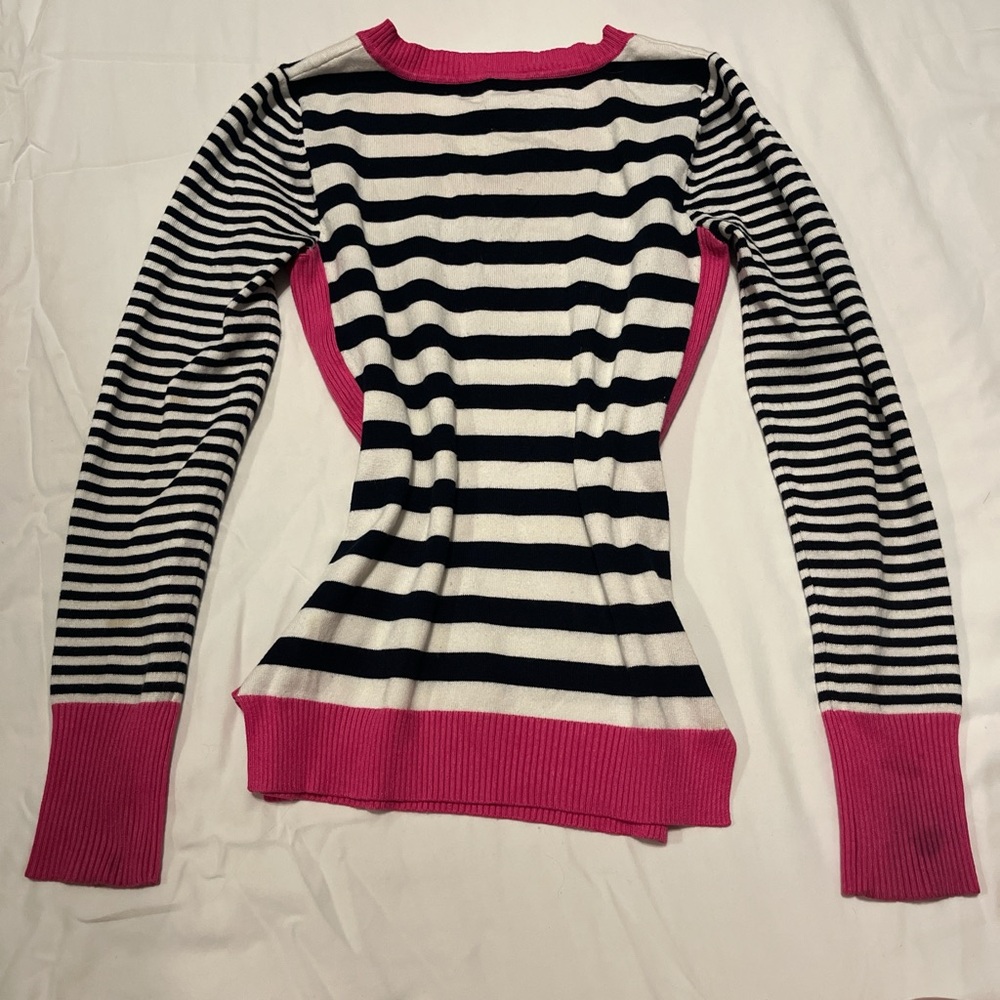 Pink Rose Striped Sweater with Pink Accents - Picture 2 of 8